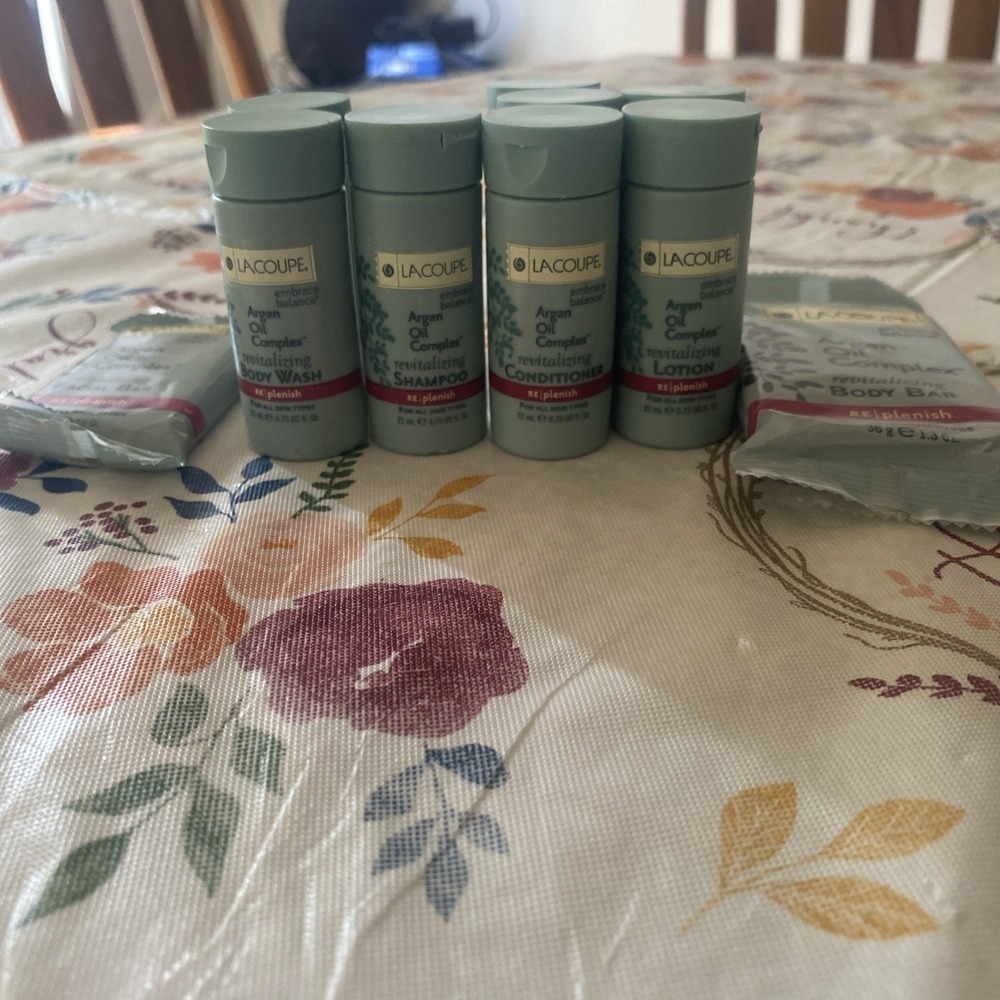 lacoupe argan oil complex Travel‎ Set Shampoo, Conditioner, Lotion, Bar 10 Piece